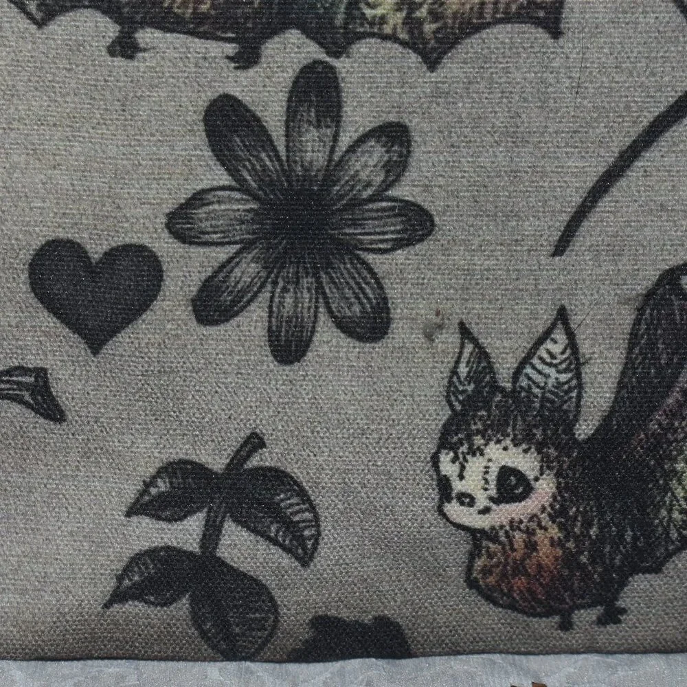 Whimsigoth Gothic Moody Floral Flowers Vampire Bats Small Cosmetic Makeup Bag